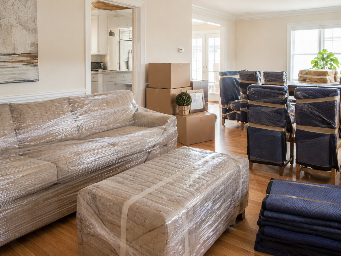Furniture wrapped and ready for a move